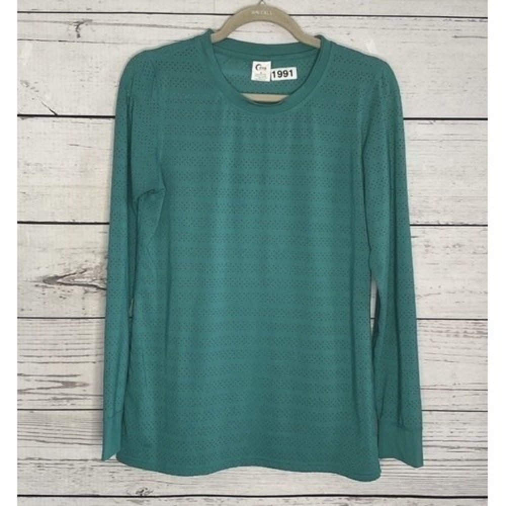 Zyia Active Teal Chill Perforated Mesh Long Sleeve T-Shirt Top Women‎ M China